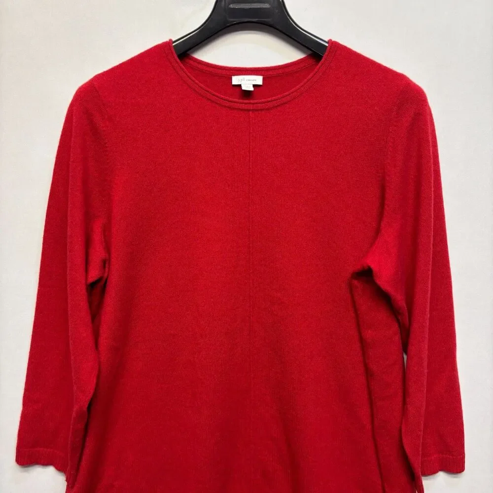 J Jill Women 100% Cashmere Sweater Size XL X-Large Petite Red C124 -17